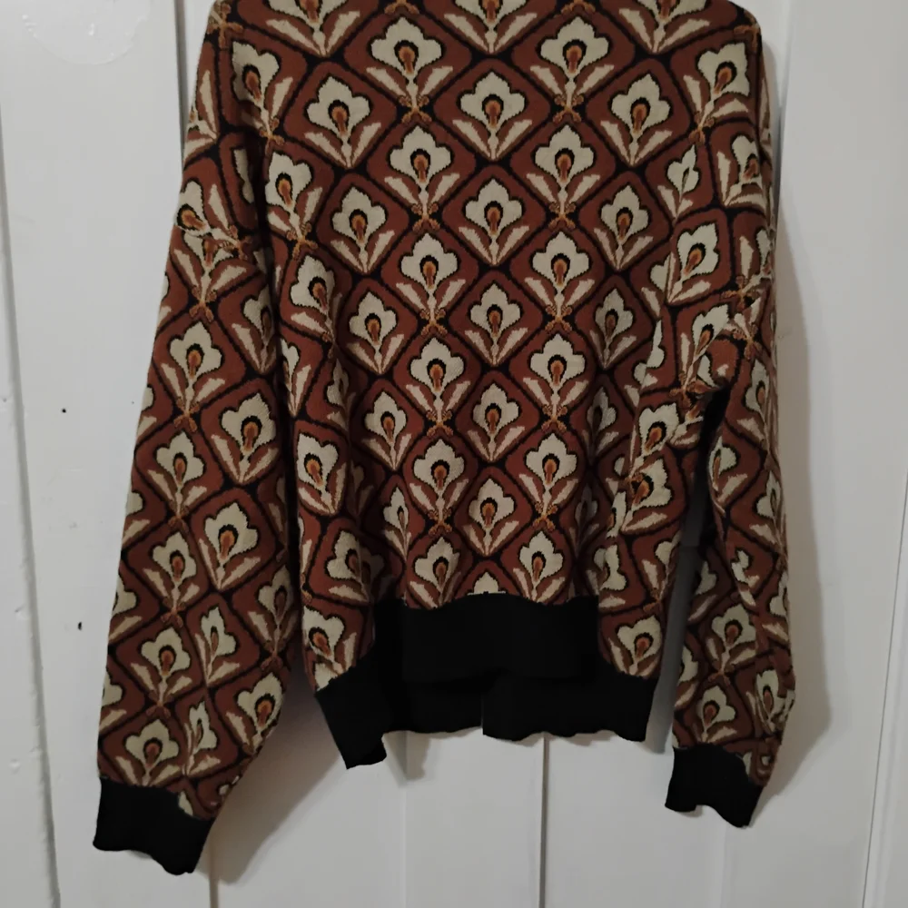 bohme Brown and Cream Geometric Cardigan Sweater - Picture 3 of 3